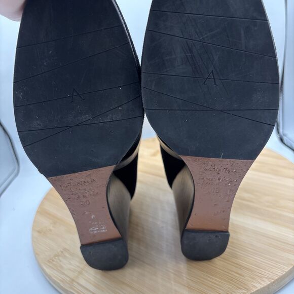 Aquatalia Tillie Suede Wedge Booties Womens 10 Black Cross Buckle Strap - Picture 11 of 12